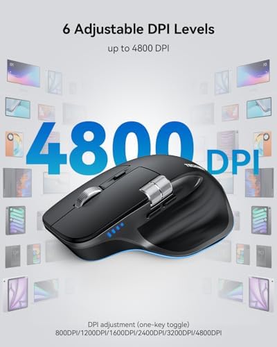 TECKNET Wireless Mouse, Side Scroll Bluetooth Rechargeable, 3-Device