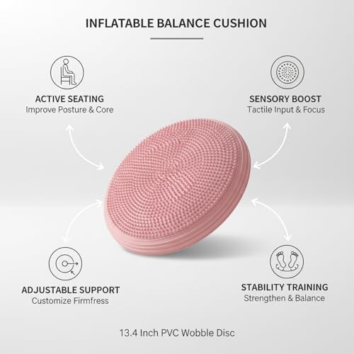 Inflatable Balance Disc Cushion, 13.4 Inch PVC Wobble Seat for Stability Training, Active Sitting Support for Office Chair or Home Gym Workouts
