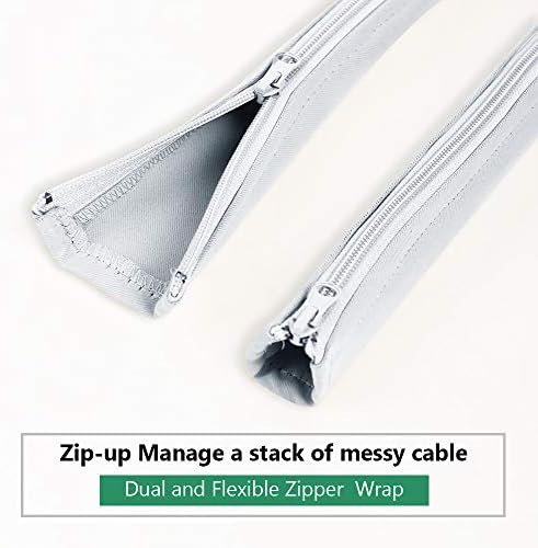 StangH Office Cable Management kit with Zipper 19 Inch, 4 Pieces -White