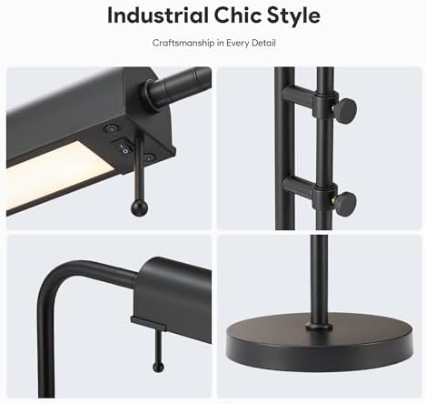 VONLUCE Industrial Table Lamp, Adjustable LED Desk Lamp for Home Office