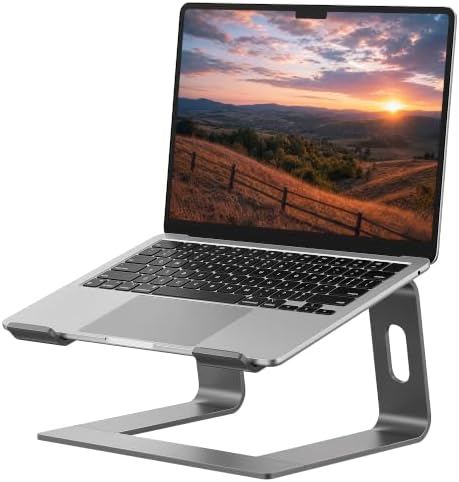 SOUNDANCE Laptop Stand, Aluminum Ergonomic Desk Riser, 10-15.6", Grey