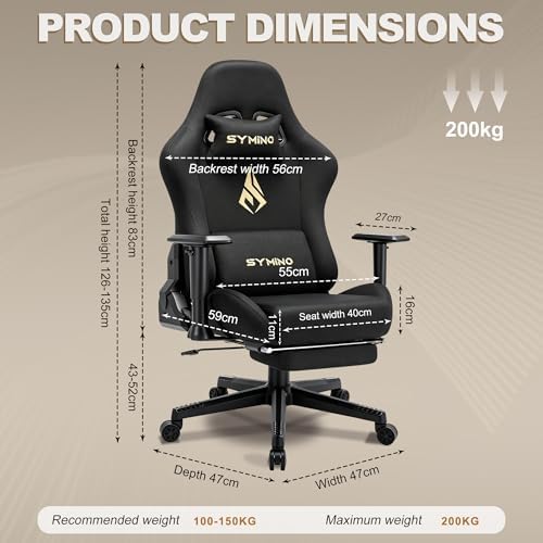 Symino Ergonomic Gaming Chair with 155° Recline & Footrest