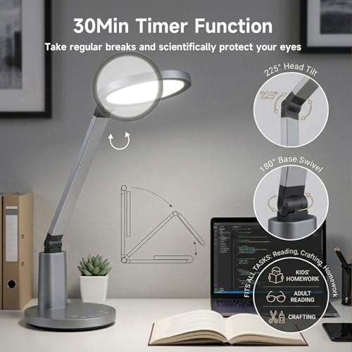 Desk Lamp for Home Office, Eye-Caring Diffused Table Lamp