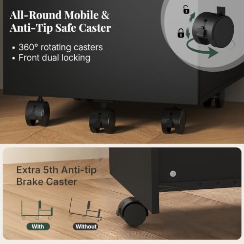 2 Drawer Rolling File Cabinet with Wood Printer Stand