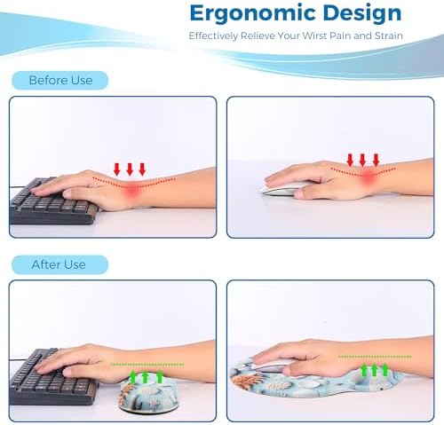 Mouse Pad and Keyboard Wrist Rest Support,Ergonomic Mouse Pad Set
