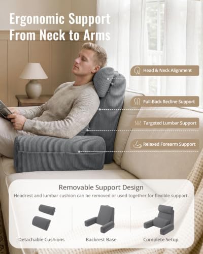 Blissful Diary Reading Pillow with Adjustable Neck & Lumbar Support, 21"