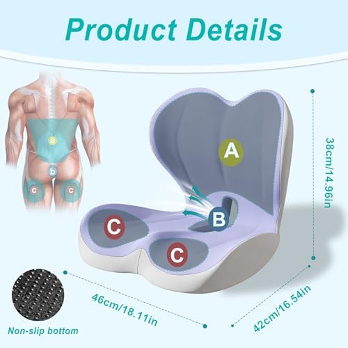 Seat Cushion for Office Chair, Ergonomic Cushion with Lumbar Support Pillow