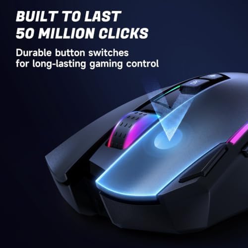 AOC GM401 Wireless RGB Gaming Mouse, 12000 DPI, Rapid-Fire Shotcut, 70Hrs