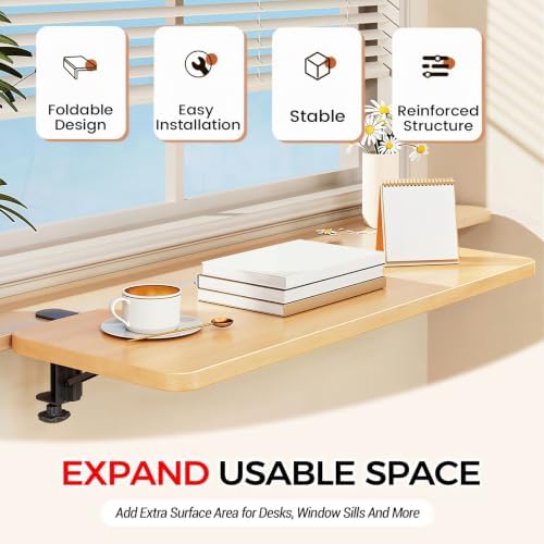 Desk Extender w/Wood-Grain Finish, Window Sill Extension Board