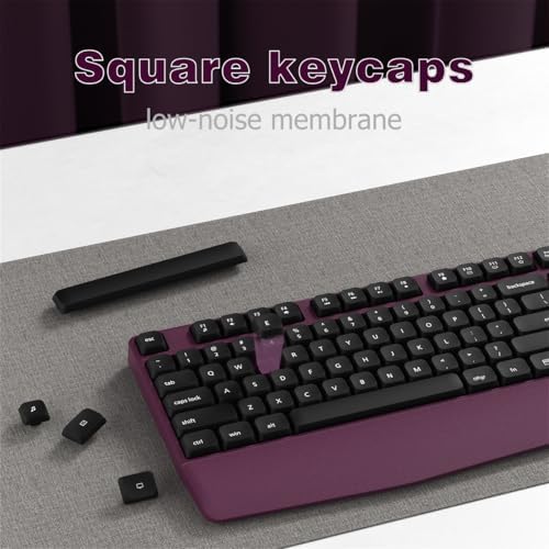 Ergonomic Wireless Keyboard and Mouse Combo with Wrist Rest, Black Burgundy