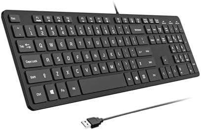 USB Wired Keyboard for Window,Comfortable Quiet Chocolate Keys, Durable Ultra-Slim Wired Computer Keyboard(QWERTY) for PC, Windows 11/10/8/7/XP/Vista KB1430