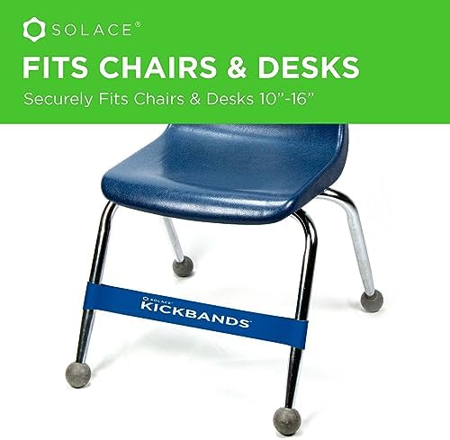 KICK BANDS Chair Bands for Kids with Fidgety Feet 12-Pack - ADHD Fidget Kickbands for Classroom Chairs & Desks - Solace Sensory Kickband (BLUE)