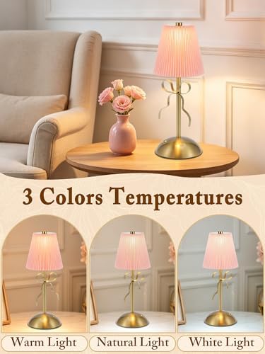 Bow Table Lamps,Cordless Rechargeable LED Table Lamps for Living Room