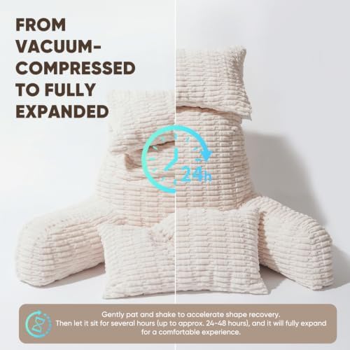 28" XXL Reading Pillow, Backrest Pillow with Detachable Neck Pillow