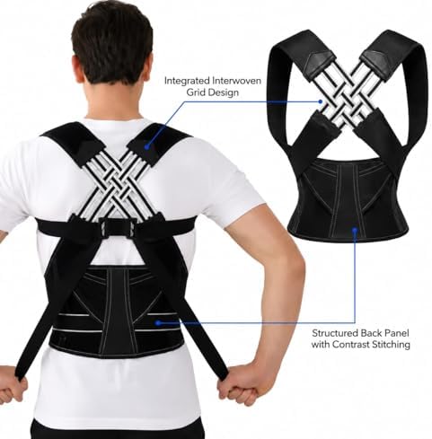 Posture Corrector Back Brace for Men & Women, Adjustable Shoulder Straps, Spine Support and Lower Back Stabilizer for Posture Correction