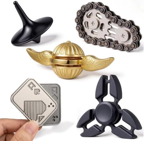 JOYIN 5 Pcs Metal Fidget Toy for Adults, 5 Pack EDC Stress Relief Toys with Slider, Spinner and Gear Designs, Handheld Anxiety Relief Desk Toys for Office, Work, Travel and Gifts