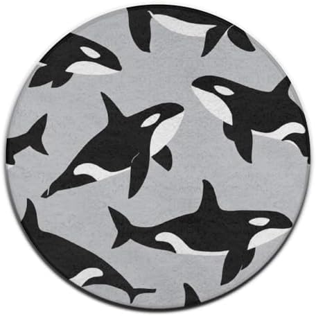 Fashion Round Area Rug Large Non Slip Carpet Unisex Home Decor Mat Orca Whale