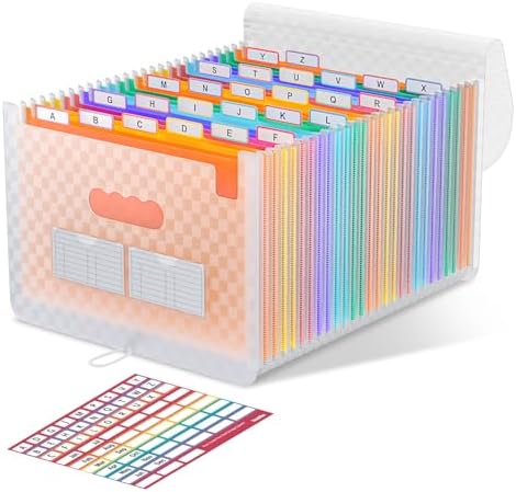 ThinkTex 26 Pockets Expanding File Folders, Accordion File Organizer