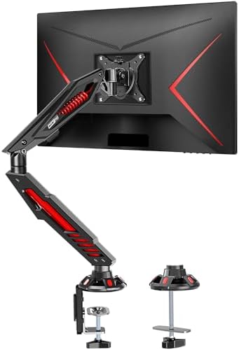 MOUNT PRO Single Gaming Monitor Stand - Mechanical Spring Display Mount, Adjustable Gaming Monitor Arm with C Clamp and Grommet Mounting Base - Fits for Computer Screen up to 32”, VESA 75x75, 100x100