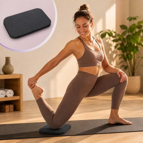 Yoga Knee Pad Cushion, 11.4 x 7.5 x 0.6 Inch Thick Non-Slip Exercise Mat Mini Yoga Mat for Pilates Planks Kneeling Home Gym Gardening, Support Foam Pads for Knees Elbows Wrists (Black)
