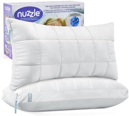 Nuzzle Neck Pillow Adjustable King Size Set of 2,Soft Luxury Hotel Feel
