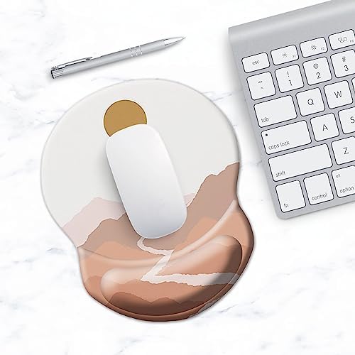 Ergonomic Wrist Support Mouse Pad - Comfortable Computer Mouse Pad with Non-Slip PU Base for Home Office Working Gaming (Mountain Sun)