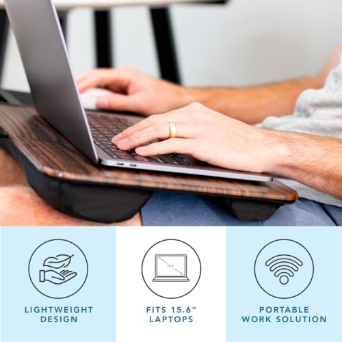 LAPGEAR Home Office Lap Desk – Dark Espresso Woodgrain, Fits 15.6” Laptops