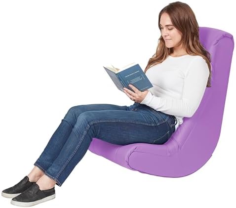 Factory Direct Partners Soft Tufted Floor Rocker - Cushioned Ground Chair for Kids Teens and Adults - Great for Reading, Gaming, Meditating, TV - Lavender, 10488-LV