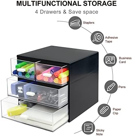 Desk Organizer with Drawer, Desk Storage Box (4 drawer, Black)