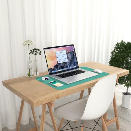 Hsurbtra Desk Pad, 23.6" x 13.8" PU Leather Desk Mat, M Extended Mouse Pad, Waterproof Desktop Blotter Protector, Non-Slip Ultra Thin Small Laptop Keyboard Writing Mat for Office Home, Fruit Green