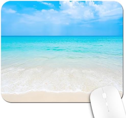 9.5x7.9 Inch Office/Gaming Mouse Pad, Tropical Sandy Beach Turquoise Sea Ocean Coastal Paradise, Cute Anti-Slip Mat for Desk Decor