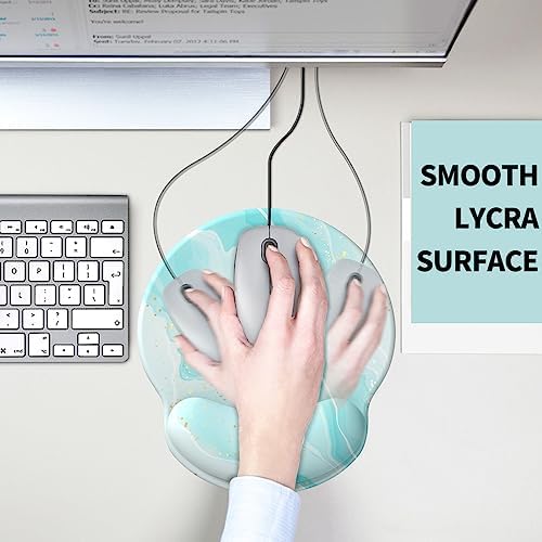eulps Mouse Pad with Wrist Rest, Comfortable Computer Mousepad with Gel Wrist Support Smooth Surface and Non-Slip PU Base for Pain Relief, Laptop, Office & Home (ICY Blue)