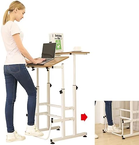 SDADI Adjustable Height Standing Desk with Swinging Footrest Optional for Standing and Seating 2 Modes, Dark Grain L101XWFDT
