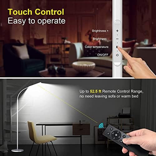 Dimunt LED Floor Lamp, Stepless Adjustable 3000K-6000K Colors, White