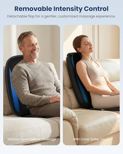 COMFIER Shiatsu Back Massager with Heat, Deep Tissue Kneading Chair Massager Pad, Massage Chair Pad for Full Back, Massage Seat Cushion for Back Pain Relief