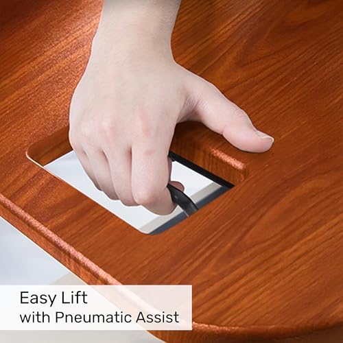 X-Elite Pro 40" Corner Standing Desk Converter with Pneumatic Lift | Adjustable Sit to Stand Riser, L-Shaped Desks & Cubicles | Fully Assembled Computer Workstation (Cherry)