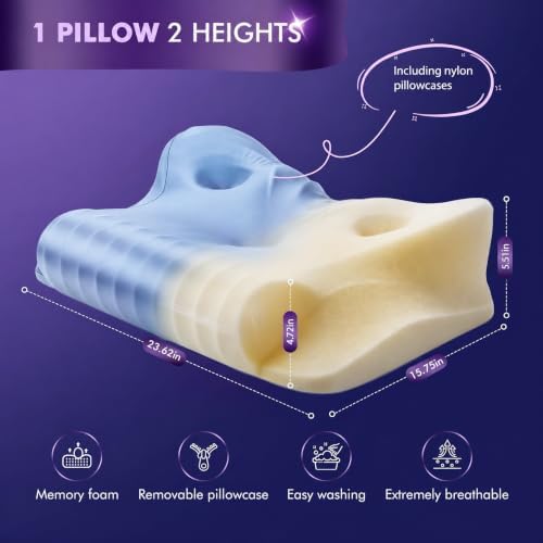 Dayme Orthopedic Memory Foam Pillows – Cooling Cervical Neck Pillow, Blue