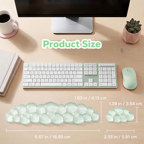 MoKo Gel Cloud Wrist Rest for Keyboard and Mouse, Clear Green