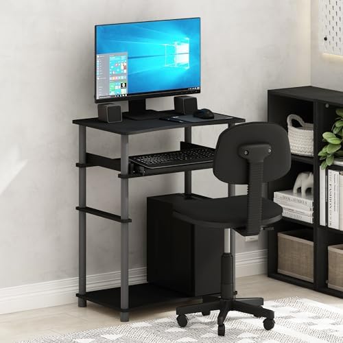 Furinno Home 23.6" Wide Desk with Keyboard Tray, Black