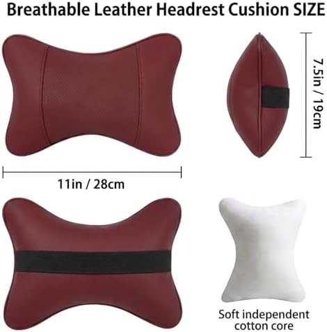 Car Pillow for Driving Seat Soft Leather Headrest Neck Support 2PCS