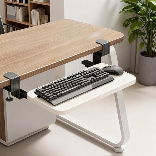 Desk Extension Tray, Desk Organizer, Armrest Tray, Keyboard Tray, Extension Made of Carbon Steel and MDF for Office Organization, 40cmx20cmx1.2cm