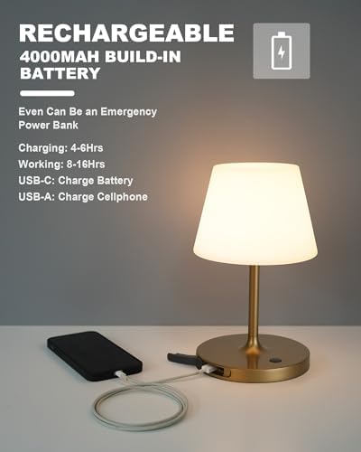 WEILAILUX Outdoor Table Lamp, Shower Lamp Waterproof (Gold, 9.6in)