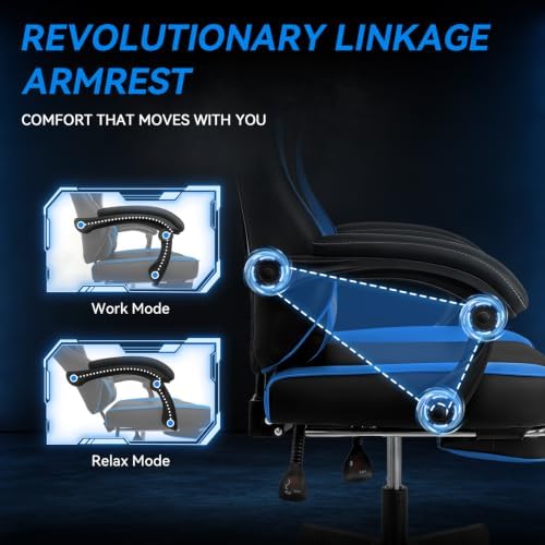 ELECWISH Ergonomic Gaming Chair, Reclining Computer Chair, Matte Blue