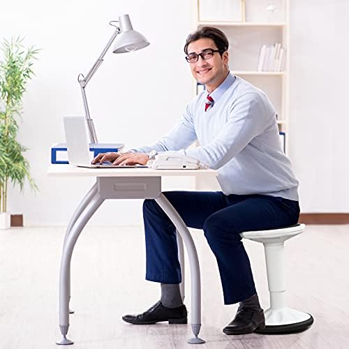 GIANTEX Wobble Stools for Classroom Seating, Wiggle Stool with Adjustable Height, 24" Active Learning Stool, Sitting Balance Chair for School, Office Stand Up, Flexible Seating Wobble Chair (White)