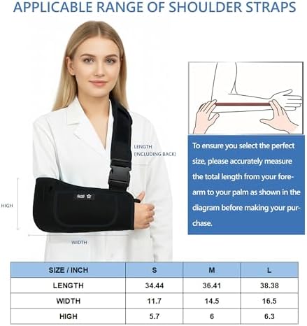 SPRING SEAON Arm Sling Shoulder Immobilizer for Women and Men Adjustable