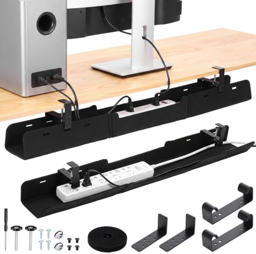 Chumia Under Desk Cable Management Tray No Drill, Black, 48 Inch