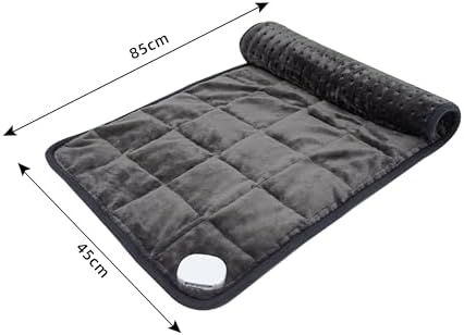 Ambershine 17''x33'' Weighted Heating Pad, 5.2lbs with 12 Temperature Settings & 4 Auto-Off Timers, Pain Relief for Back/Neck/Shoulders/Abdomen/Legs(Dark Grey)