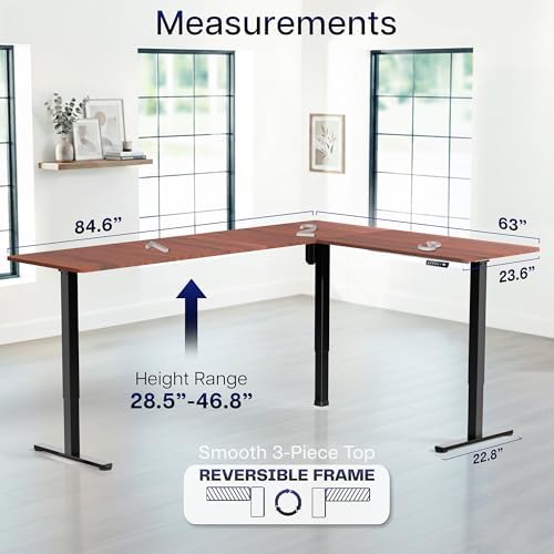 VIVO Dark Walnut 84 x 63 in Corner Standing Desk, DESK-E3CTBD-84