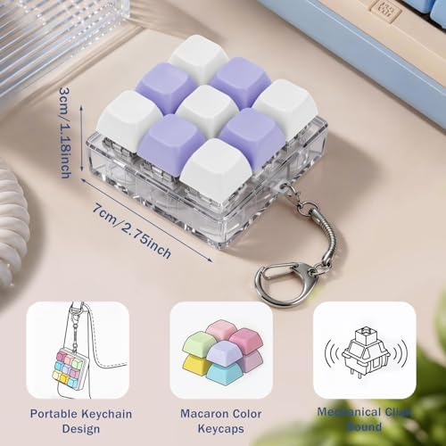 Keyboard Fidget Toy, Creamy Fidget Clicker Keyboard Fidget Keychain, Button Fidget Gifts for Adults, Boost Focus & Ease Anxiety Anywhere — Perfect Stress-Relief Gift (3×3 Grid Layout A-A)