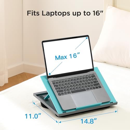 HUANUO Lap Desk with 8 Adjustable Angles – Up to 15.6" Laptop, Turquoise